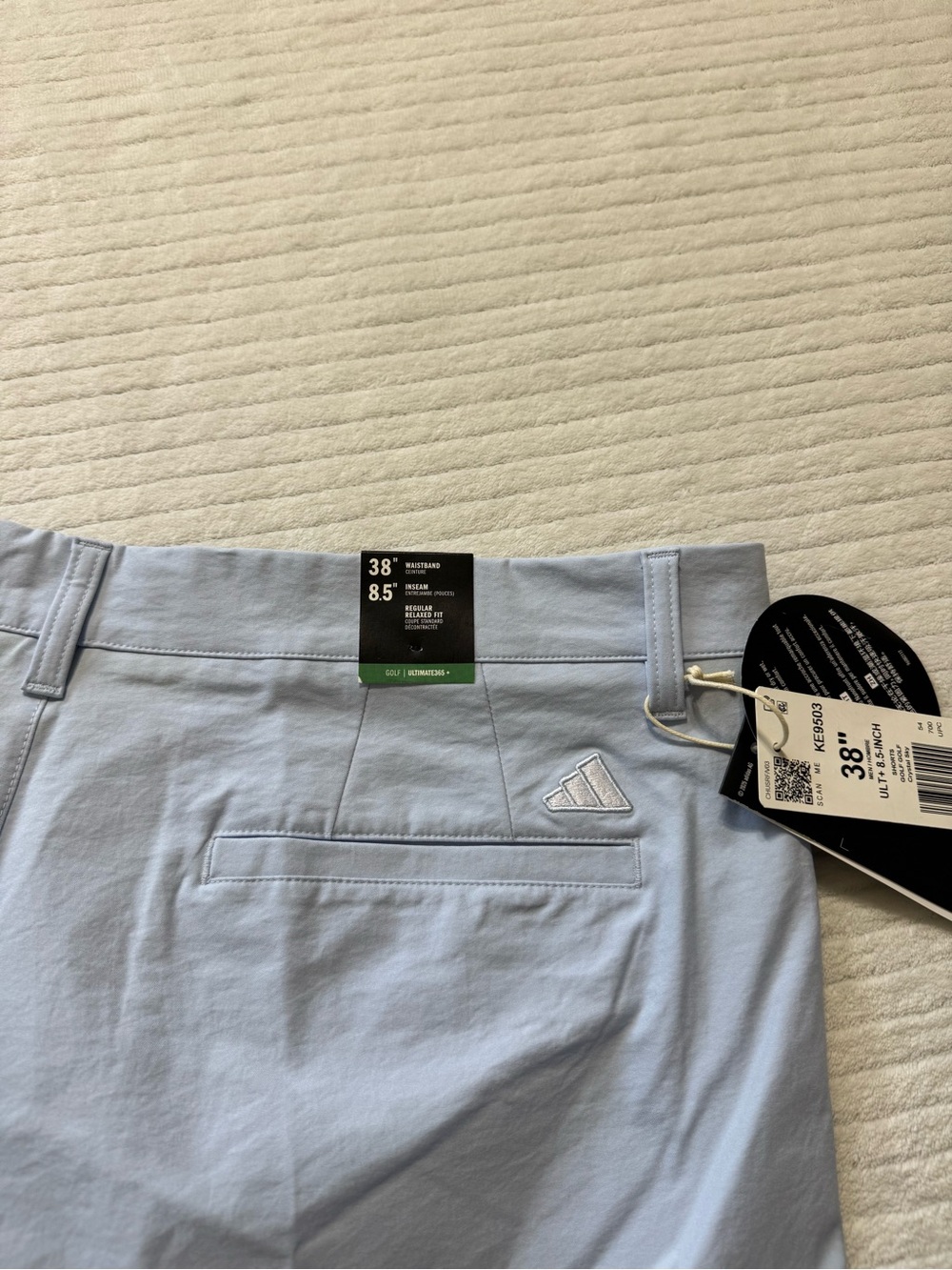 adidas Men's Pale Blue Flat-Front Golf Shorts - Picture 6 of 9